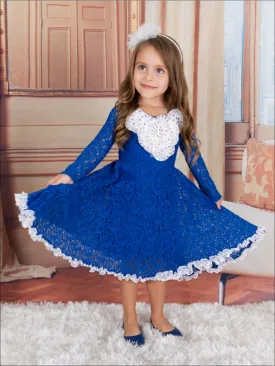 Girls Royal Antique Lace dress w/ Bows