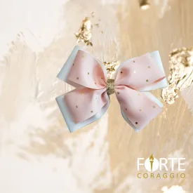 Gold and Blush Polka Dot Hair Bow