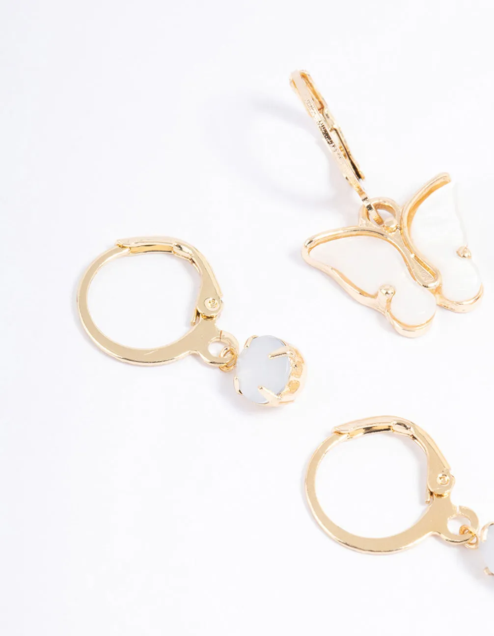 Gold Diamante & Butterfly Earrings Pack