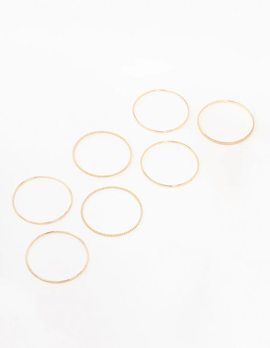 Gold Mixed Textured Bangle Bracelets 5-Pack