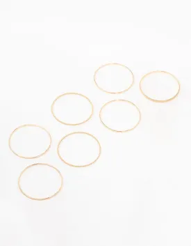 Gold Mixed Textured Bangle Bracelets 5-Pack