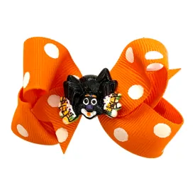 Halloween Spider Polka Dot Hair Bow on Clippie