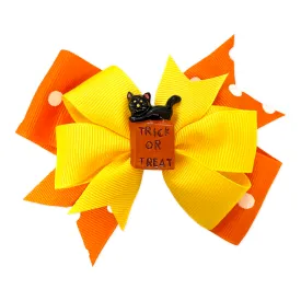 Halloween Trick or Treat Cat Hair Bow on Clippie