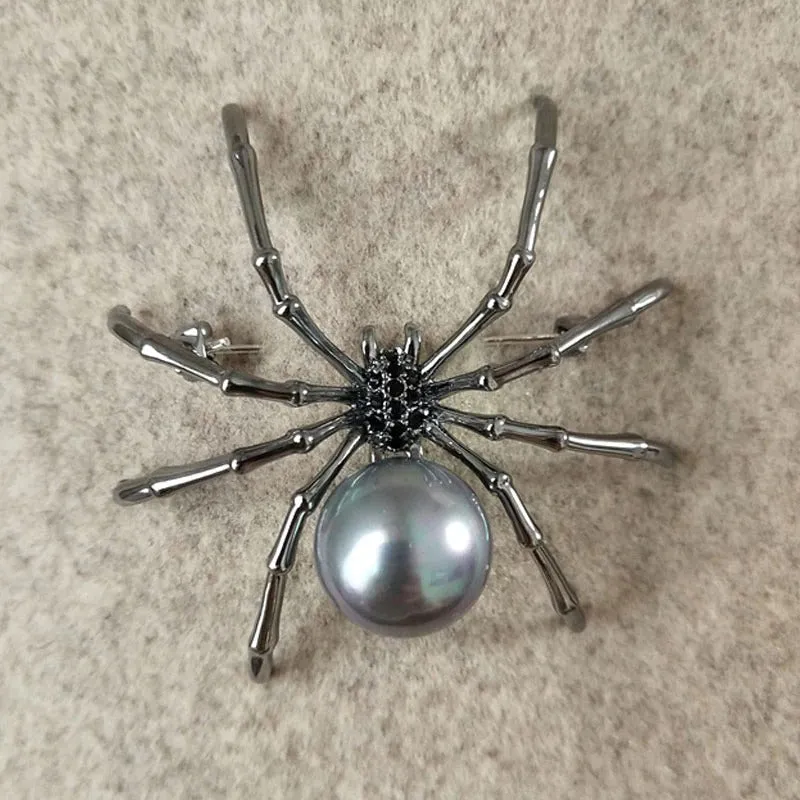 Intricate and Unique Mother of Pearl Spider Brooch Pins