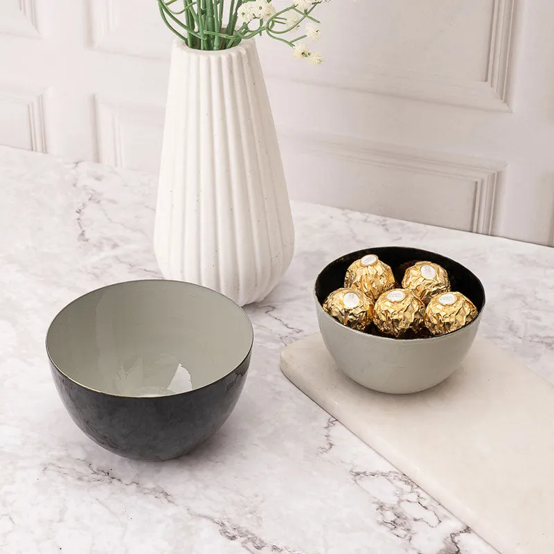 Metalic Slate Gem Accent Bowls | Set of 2