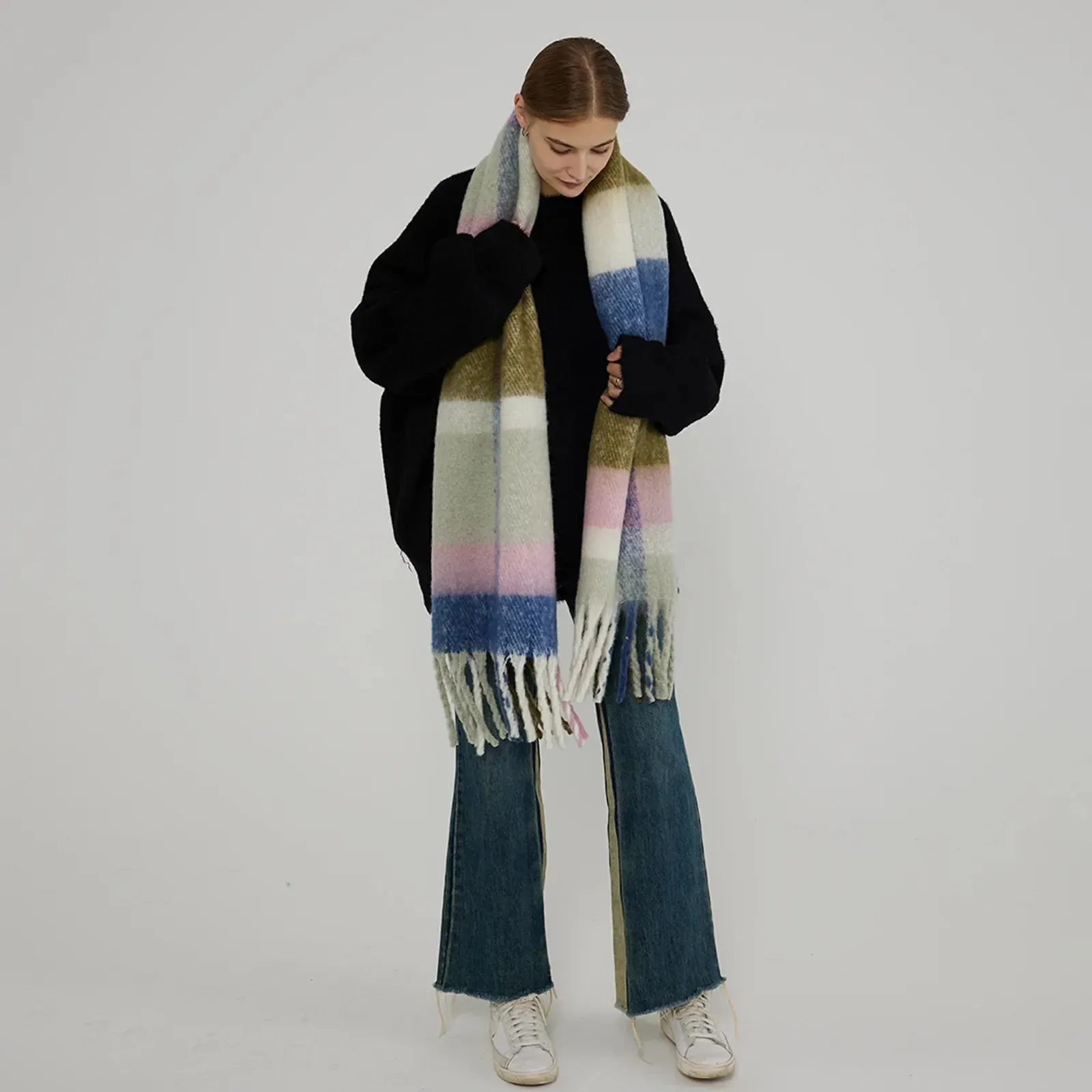 Minimalist Thickened Shawl Neck Scarf - Autumn Winter Imitation Cashmere