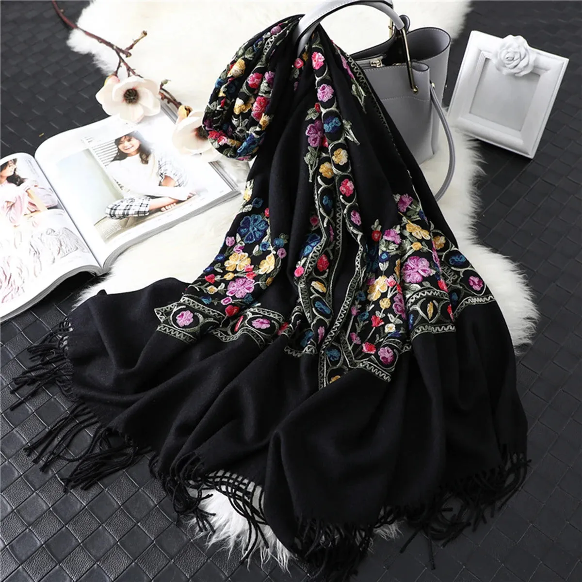 New Winter Plaid Cashmere Luxury Warm Thickened Poncho Tassel Unisex Scarf