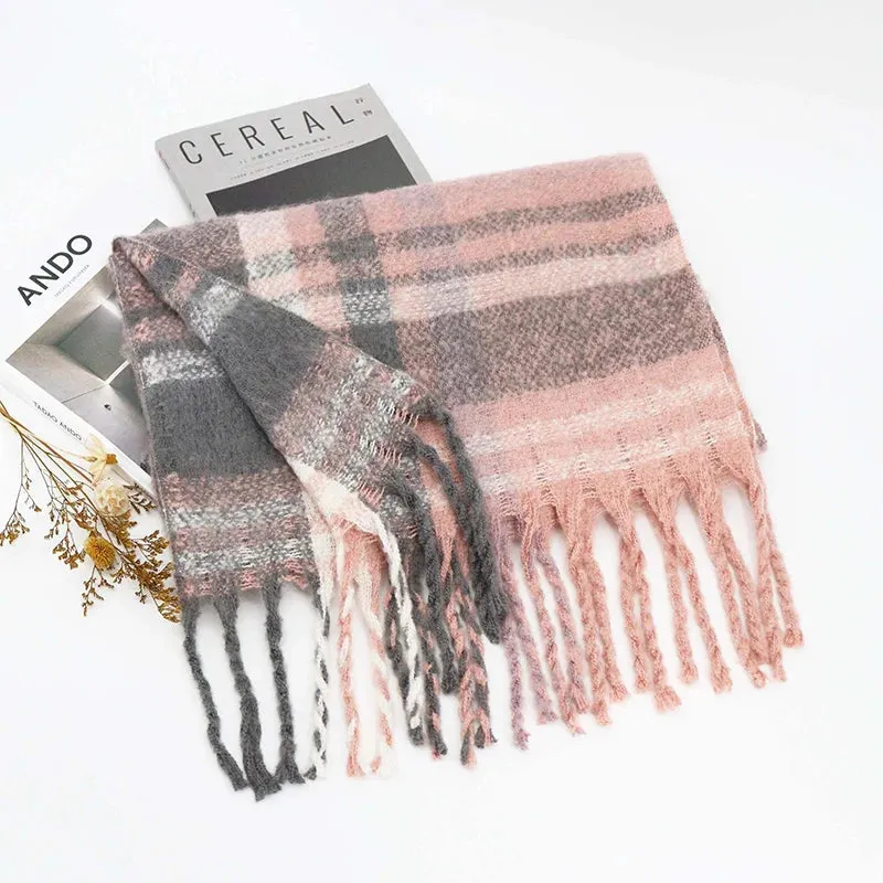 New Winter Plaid Cashmere Luxury Warm Thickened Poncho Tassel Unisex Scarf