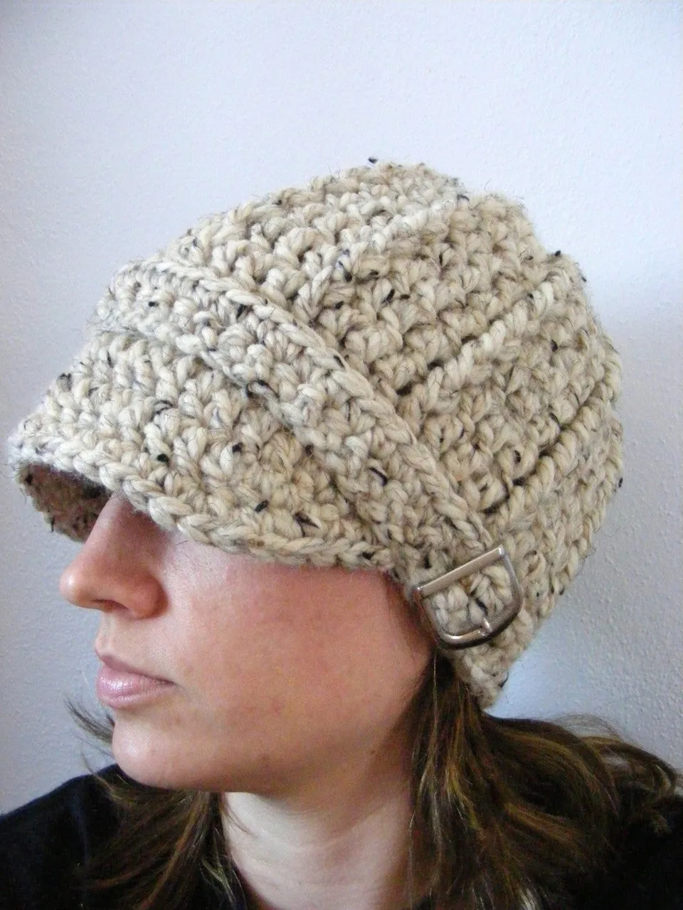 Oatmeal buckle beanie winter hat