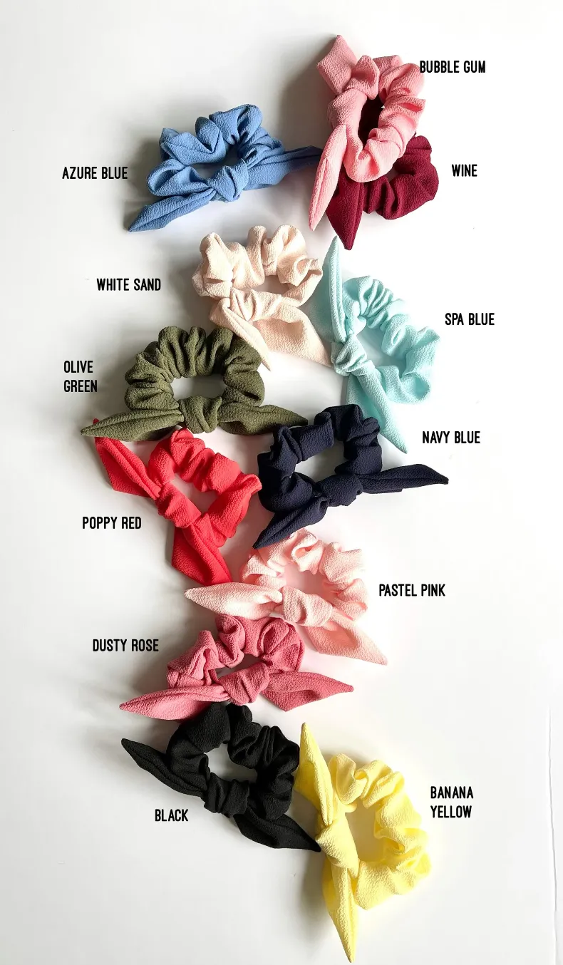 Petite Crepe Knot Scrunchie | Bow Scrunchie | Multiple Colors | Hand Tied