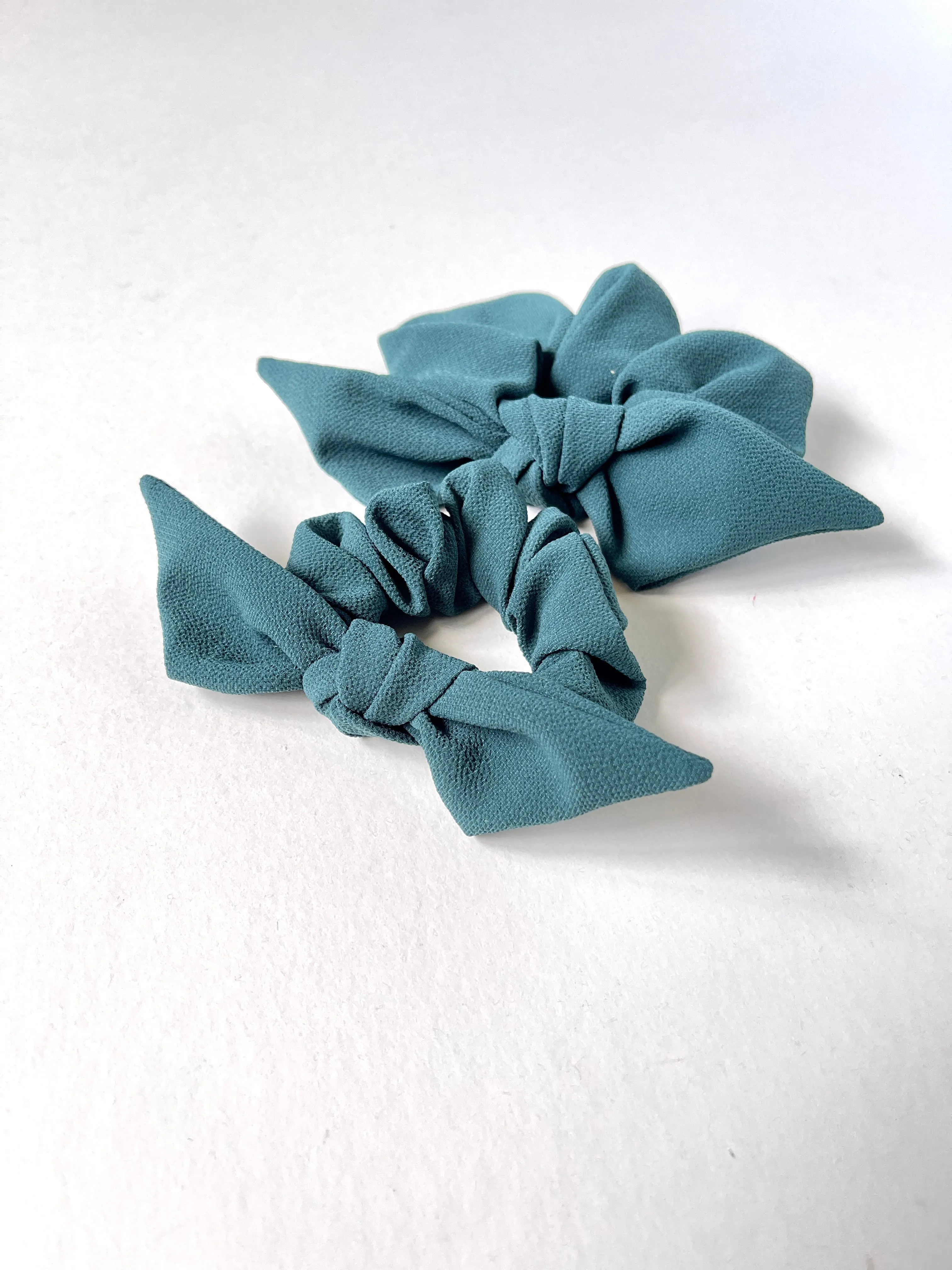 Petite Crepe Knot Scrunchie | Bow Scrunchie | Multiple Colors | Hand Tied