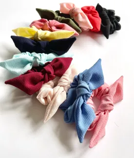 Petite Crepe Knot Scrunchie | Bow Scrunchie | Multiple Colors | Hand Tied