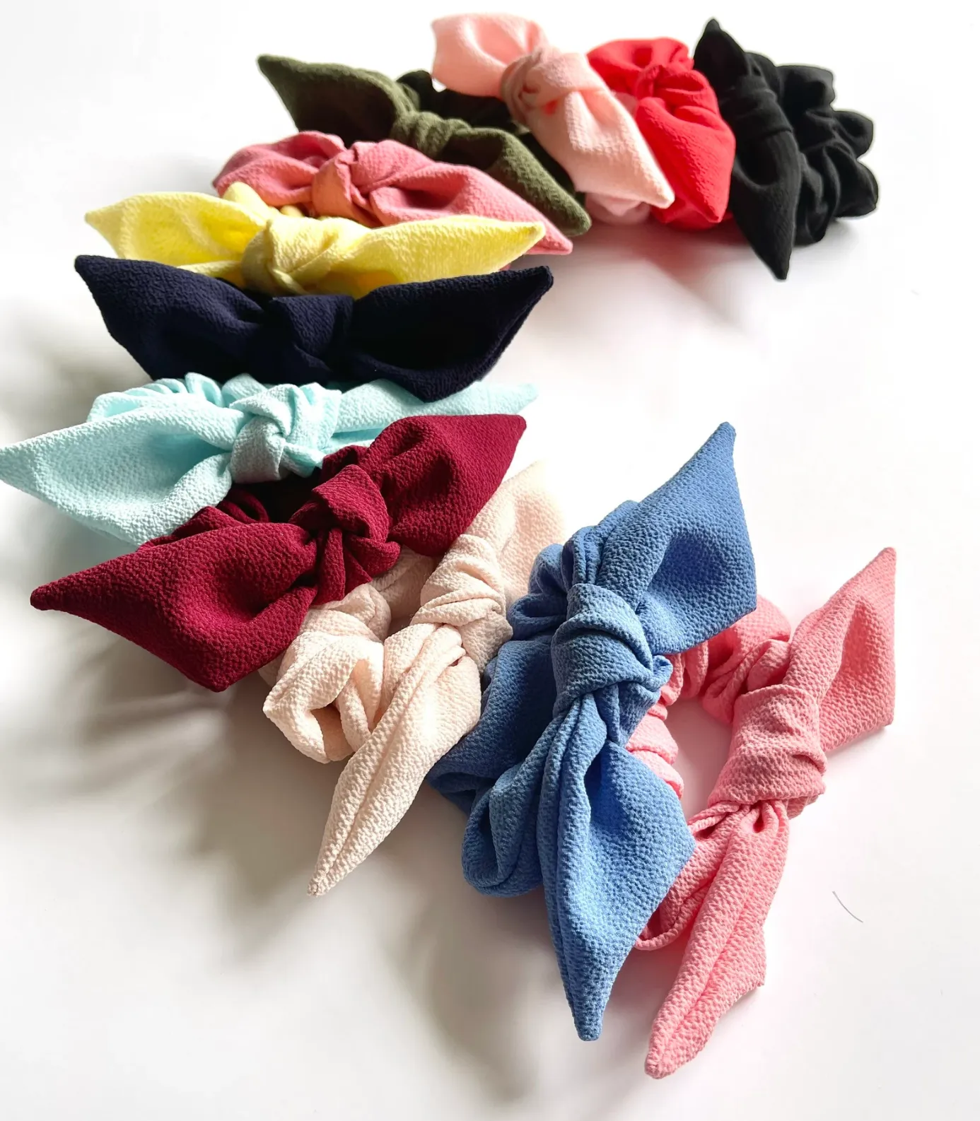 Petite Crepe Knot Scrunchie | Bow Scrunchie | Multiple Colors | Hand Tied