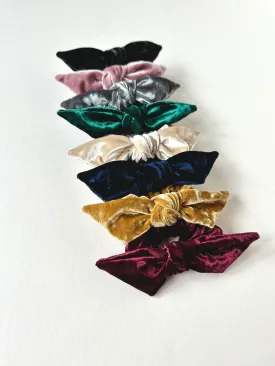 Petite Crushed Velvet Knot Scrunchie | Bow Scrunchie | Multiple Colors | Hand Tied