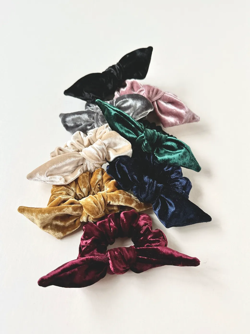 Petite Crushed Velvet Knot Scrunchie | Bow Scrunchie | Multiple Colors | Hand Tied