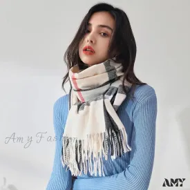 Plaid Mid-length Imitation Cashmere Warm Autumn Winter Scarf