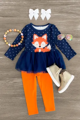 Polka Dot Fox Tutu Legging Set