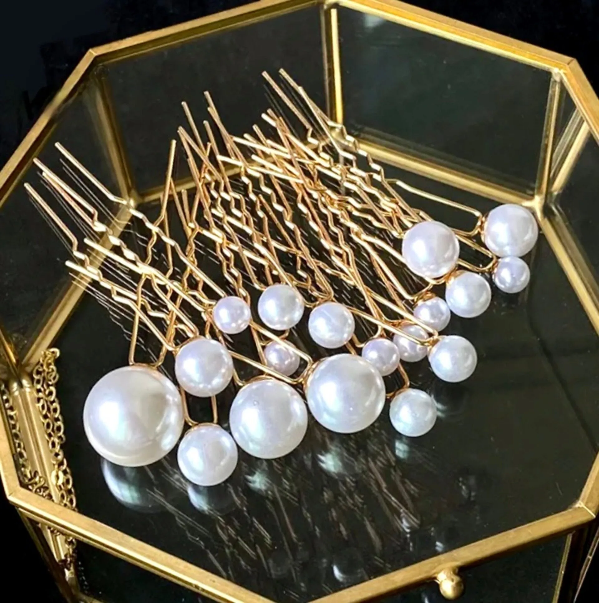 "Unity" - Pearl Bridal Hair Pin Set 18pcs - Available in Silver, Rose Gold and Yellow Gold