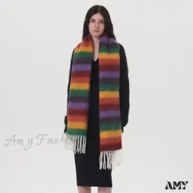 Rainbow Striped Thick Muffler Scarf for Autumn/Winter Warmth