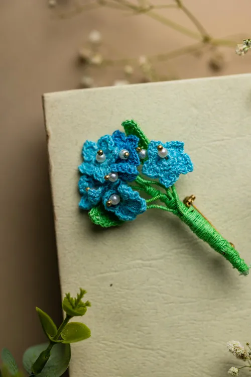 Samoolam Handmade Blue Popies Brooch