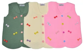 Sleeveless Sweaters For Girls - Button Front Vest for Infants and Toddlers