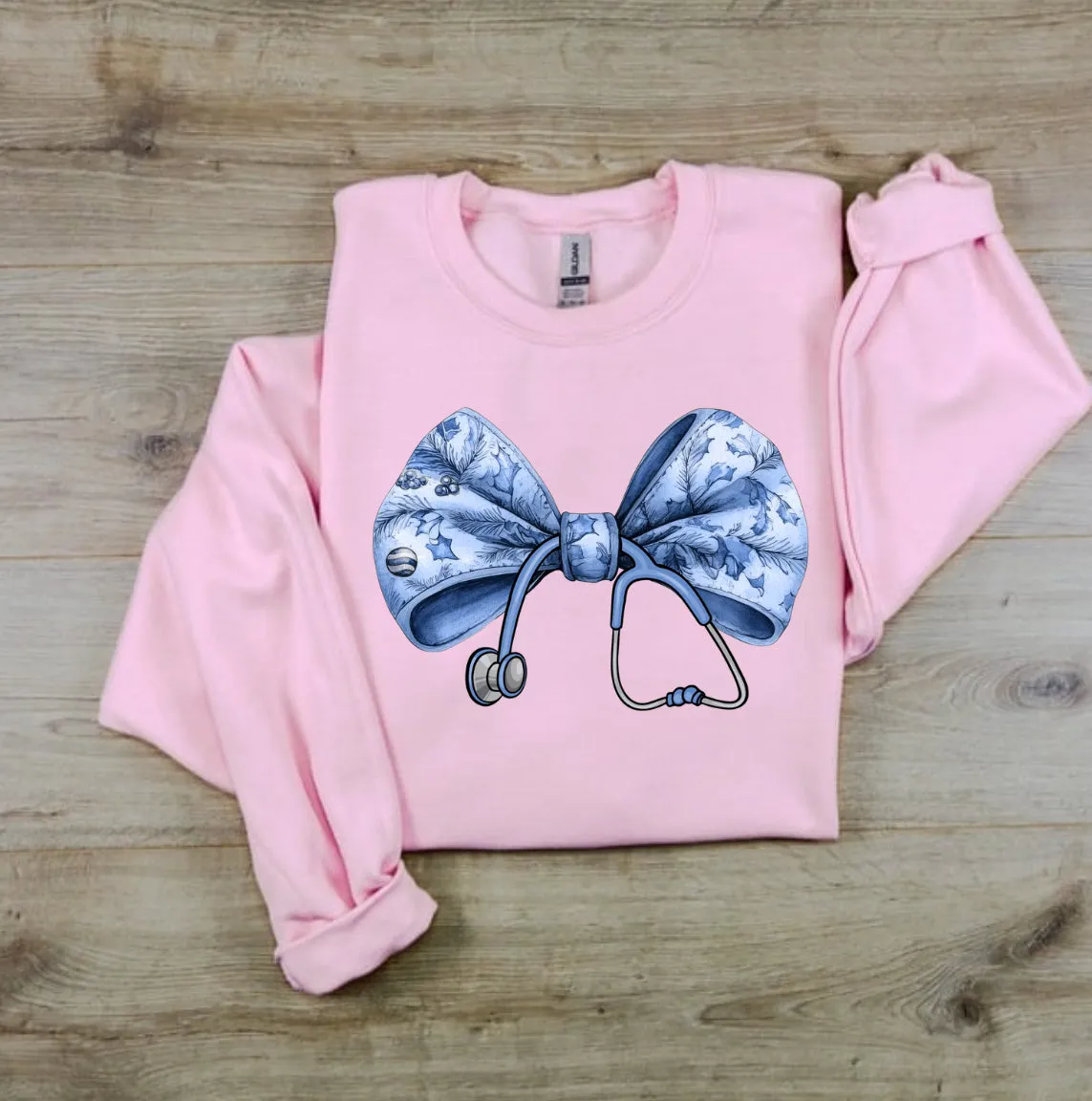 Stethoscope Bow Nurse Crewneck Sweatshirt