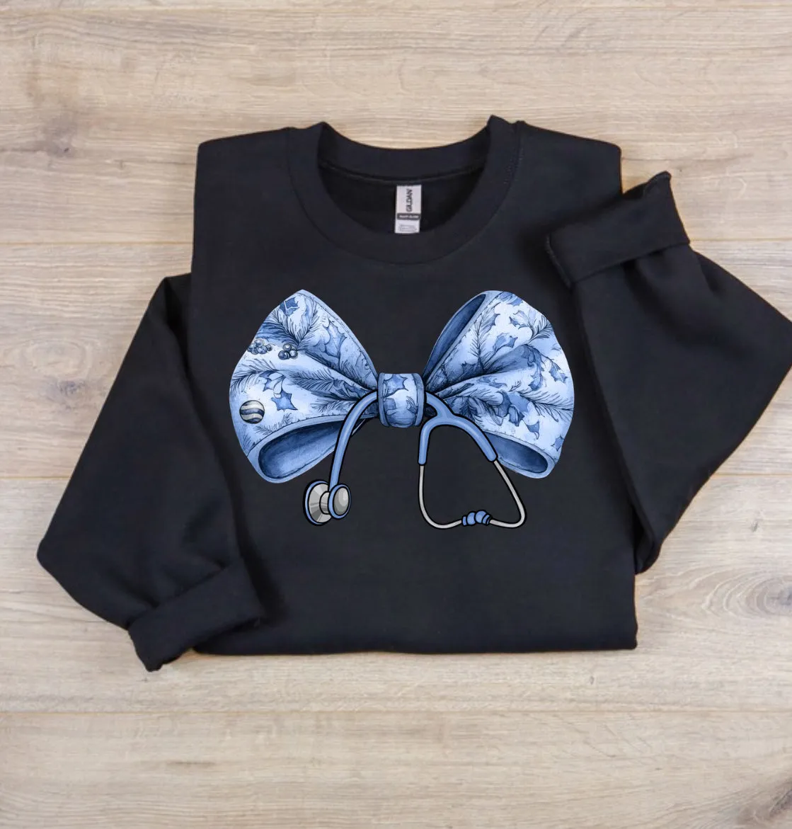 Stethoscope Bow Nurse Crewneck Sweatshirt