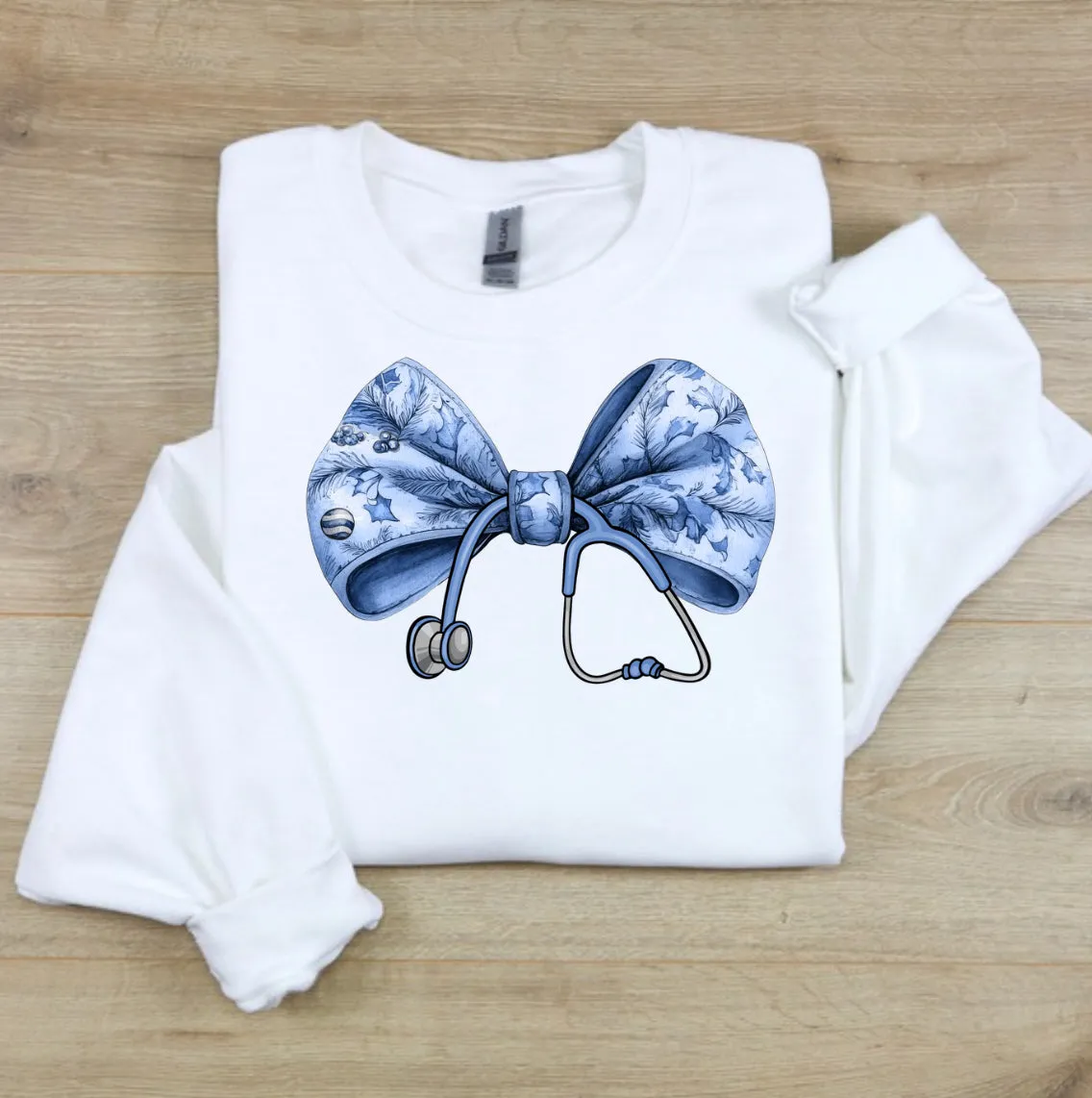 Stethoscope Bow Nurse Crewneck Sweatshirt