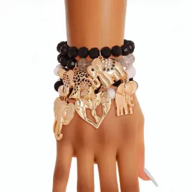 Stylish Monochromatic Beaded Bracelets with Charms - Shop Now!