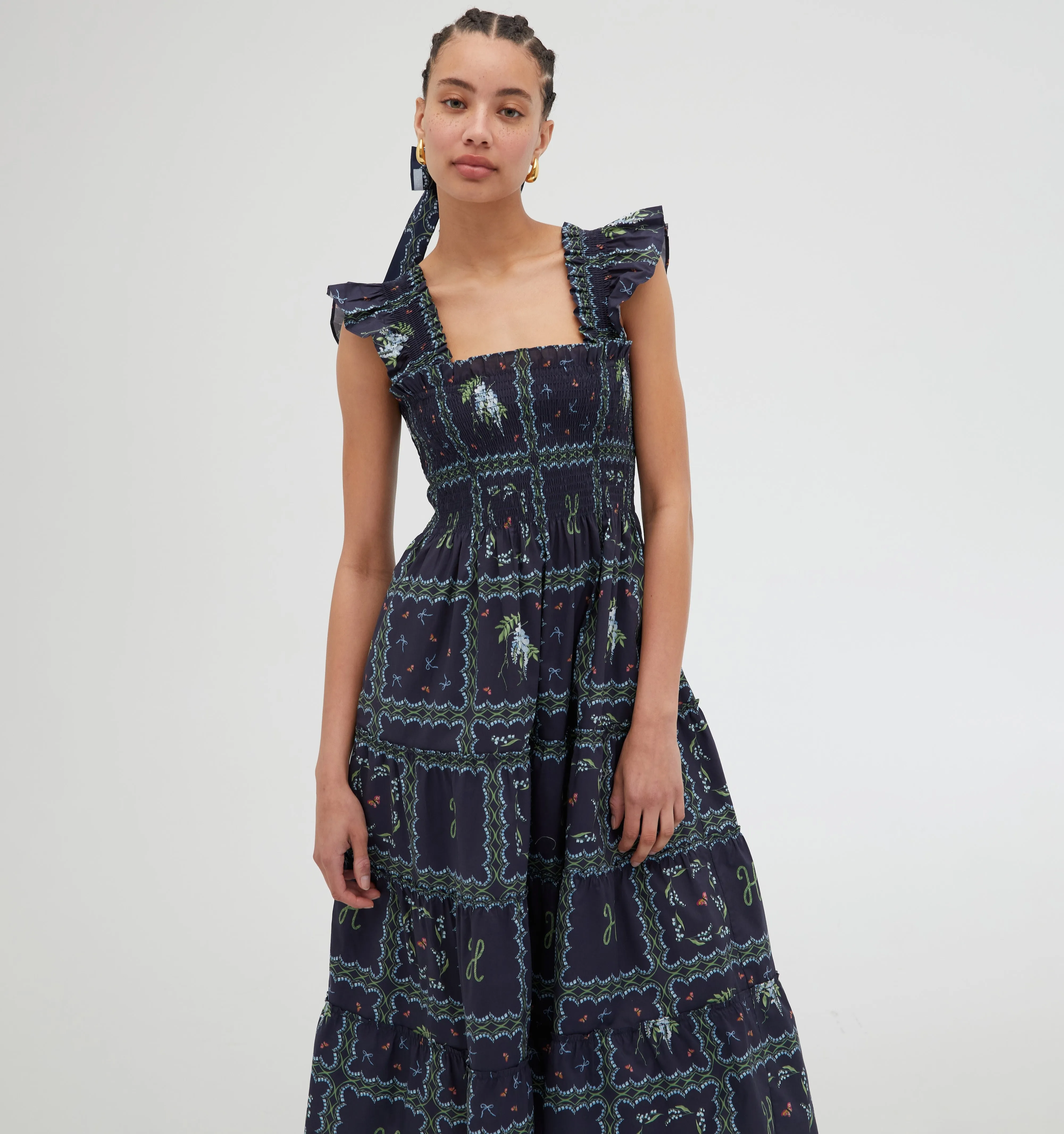 The Ellie Nap Dress - Navy Floral Patchwork