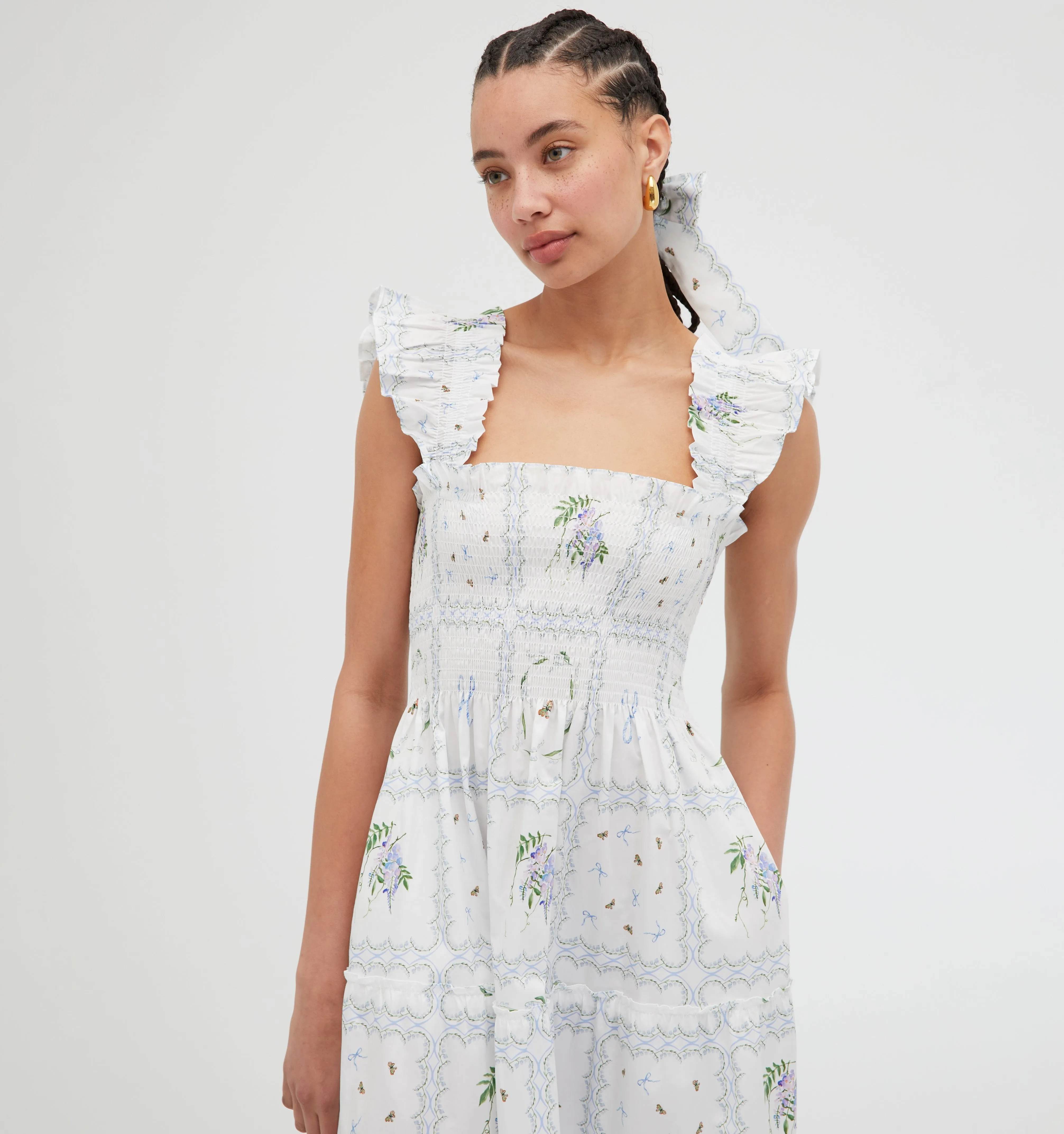 The Ellie Nap Dress - White Floral Patchwork