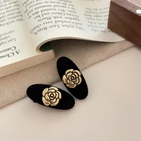 VAIGE 2-Piece Metal Camellia Velvet Hair Clips - Fashionable Hair Accessories for All, Mini Headwear