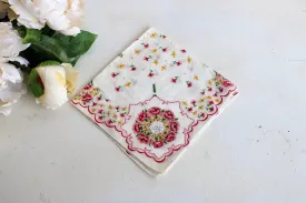 Vintage Pink and Yellow Floral Print Hankie