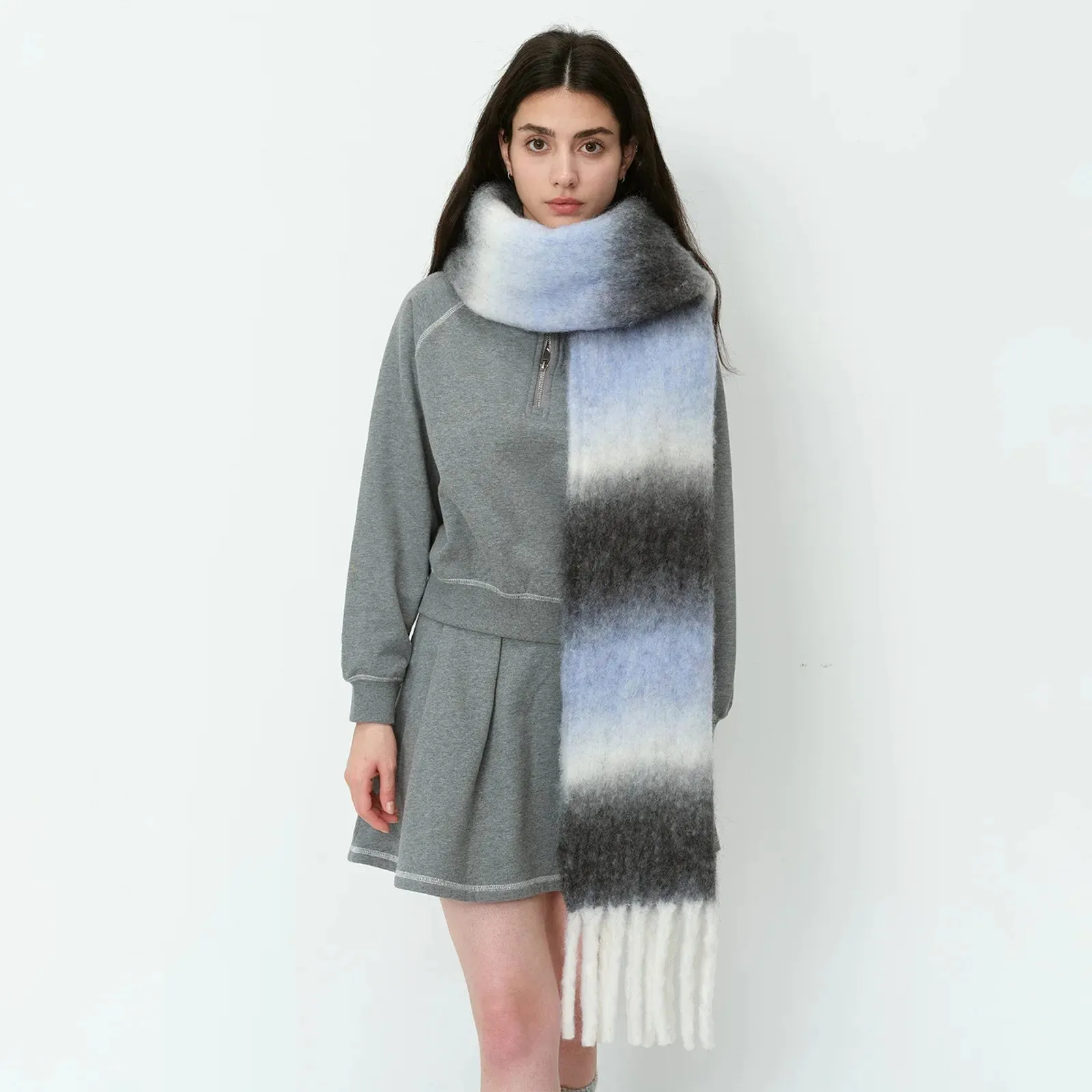 Warm Gradient Color Wool Winter Scarf