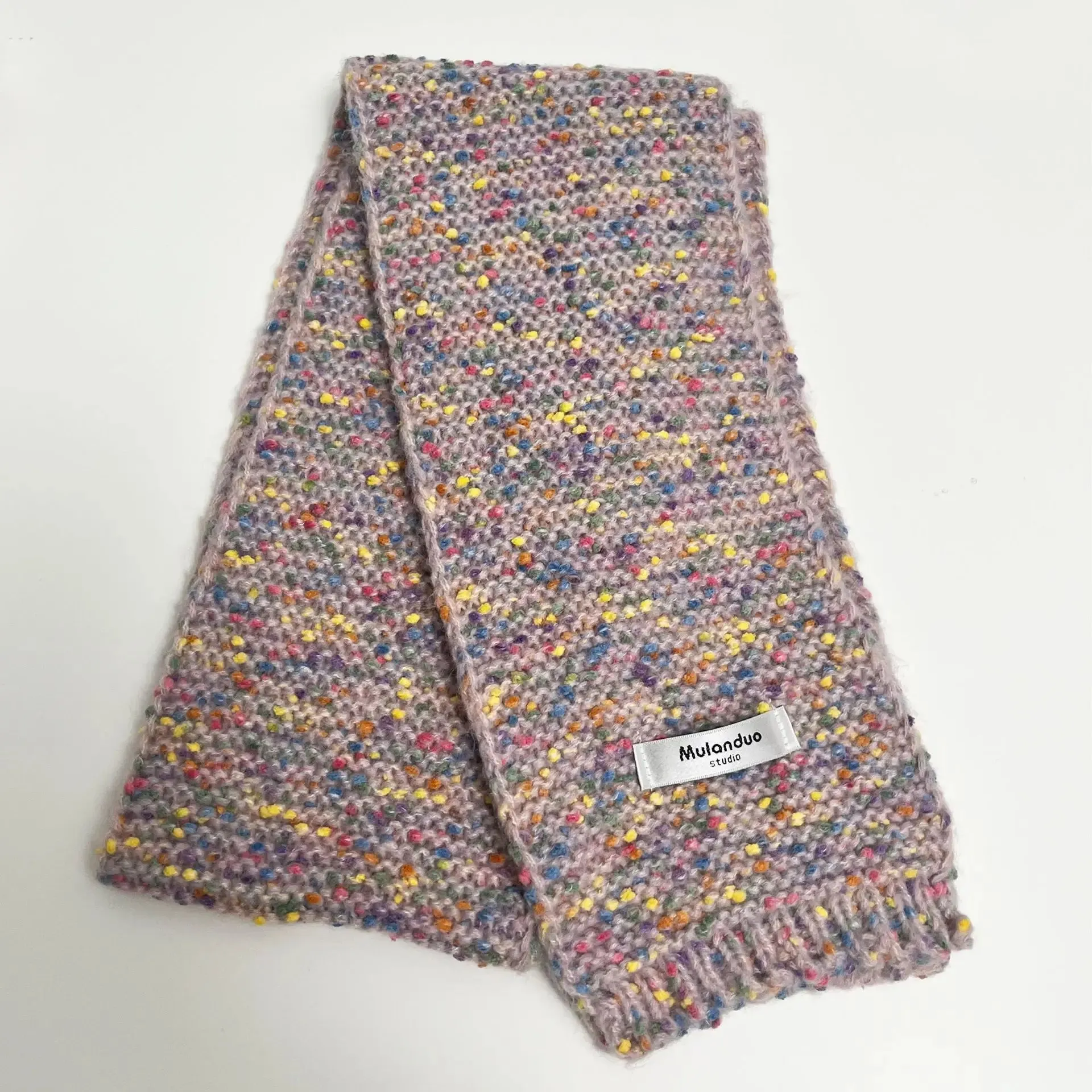 Warm Multi-Color Dot Acrylic Cashmere Small Scarf for Autumn Winter