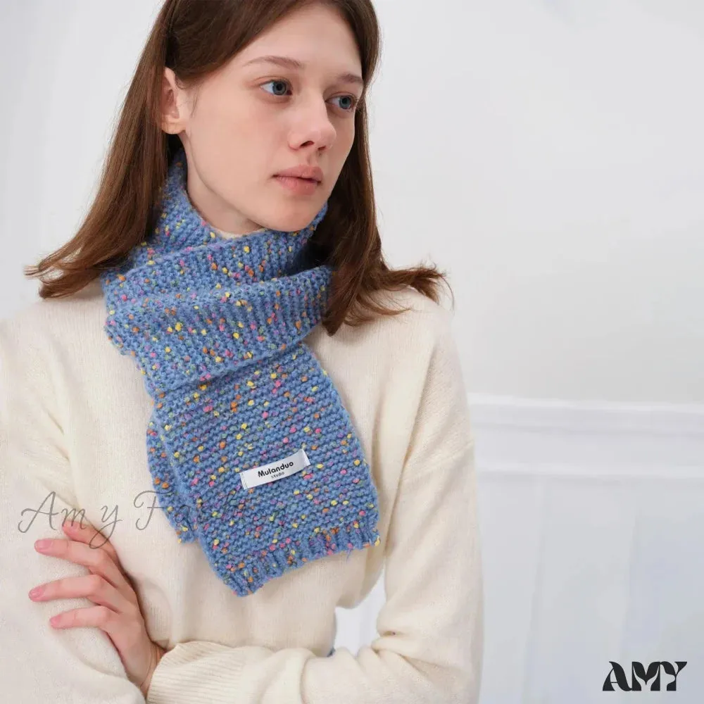 Warm Multi-Color Dot Acrylic Cashmere Small Scarf for Autumn Winter