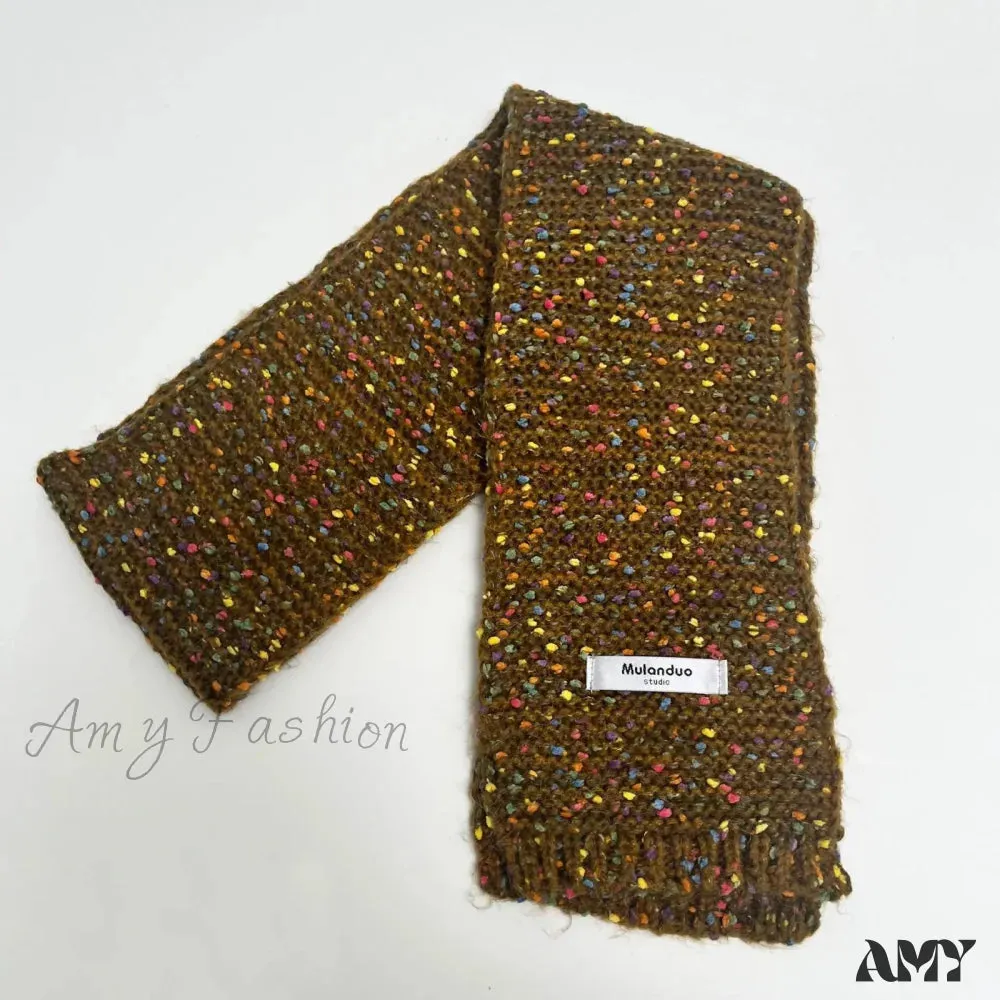 Warm Multi-Color Dot Acrylic Cashmere Small Scarf for Autumn Winter