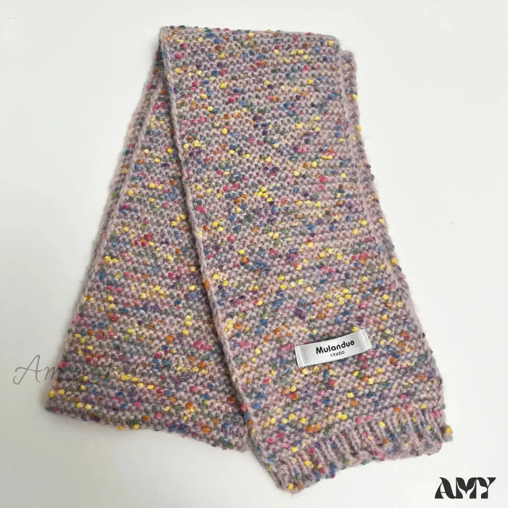 Warm Multi-Color Dot Acrylic Cashmere Small Scarf for Autumn Winter