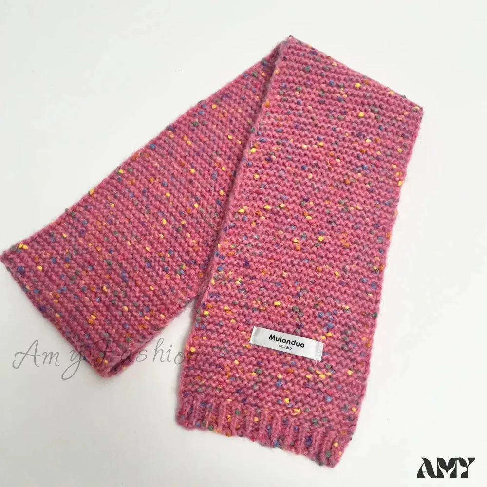 Warm Multi-Color Dot Acrylic Cashmere Small Scarf for Autumn Winter