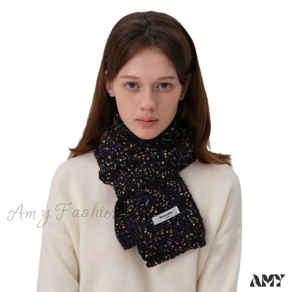 Warm Multi-Color Dot Acrylic Cashmere Small Scarf for Autumn Winter