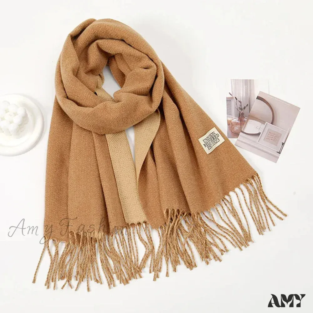 Winter Cashmere Long Warm Hijab Wrap Solid Pashmina Scarf Female