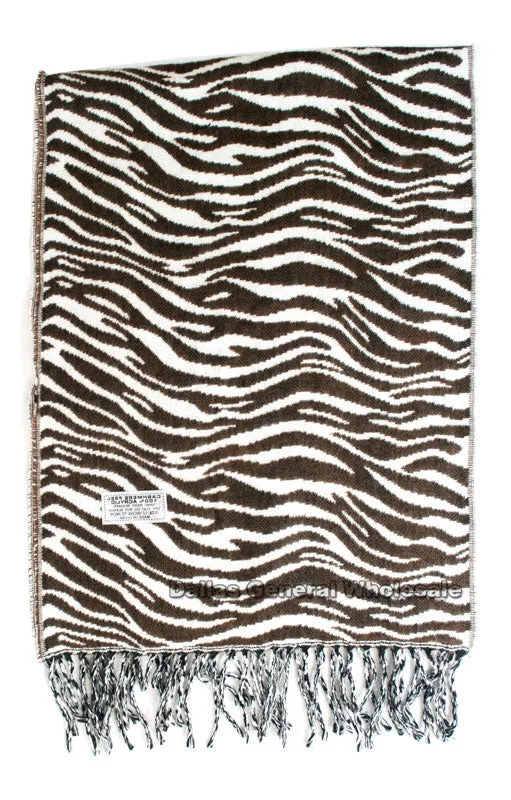 Zebra Printed Cashmere Feel Scarf Wholesale