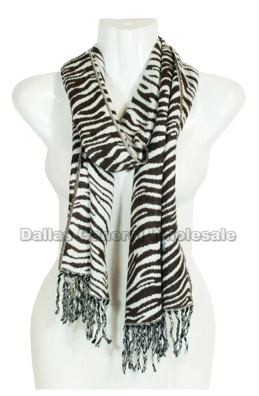 Zebra Printed Cashmere Feel Scarf Wholesale